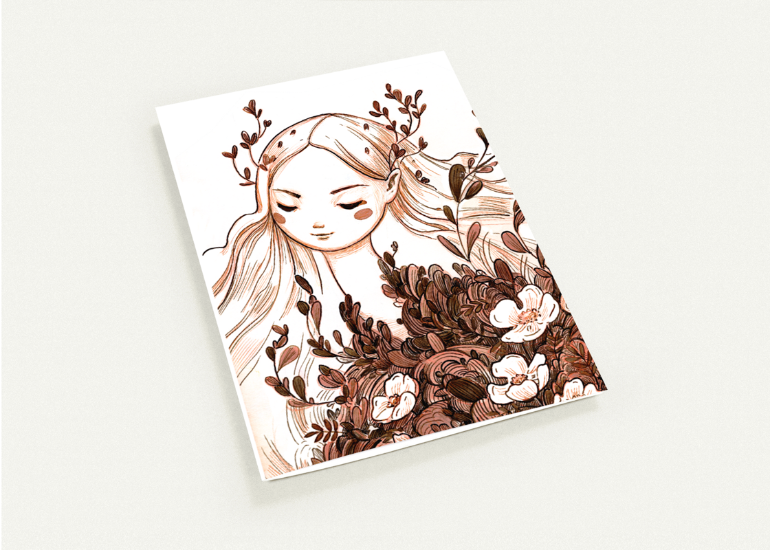 Greeting Card - Flower Lady