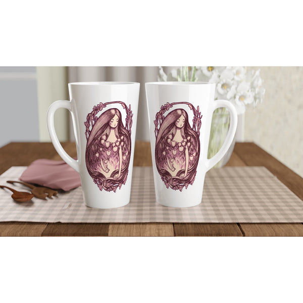 Lady of Spring - White Latte 17oz Ceramic Mug