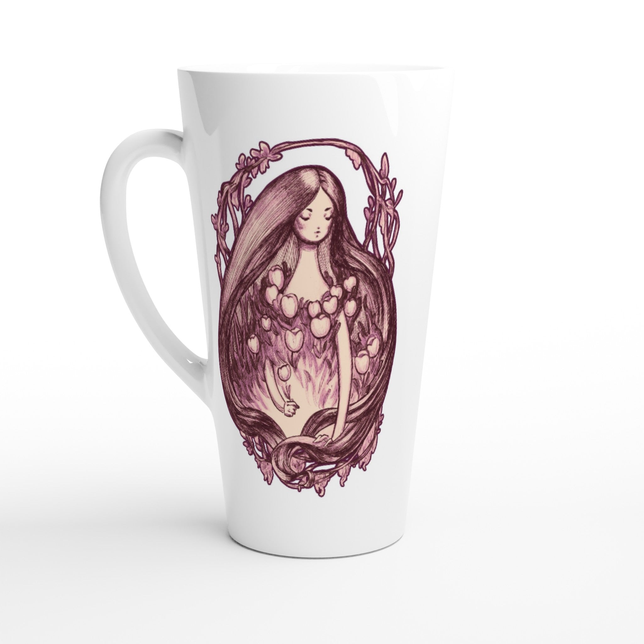 Lady of Spring - White Latte 17oz Ceramic Mug