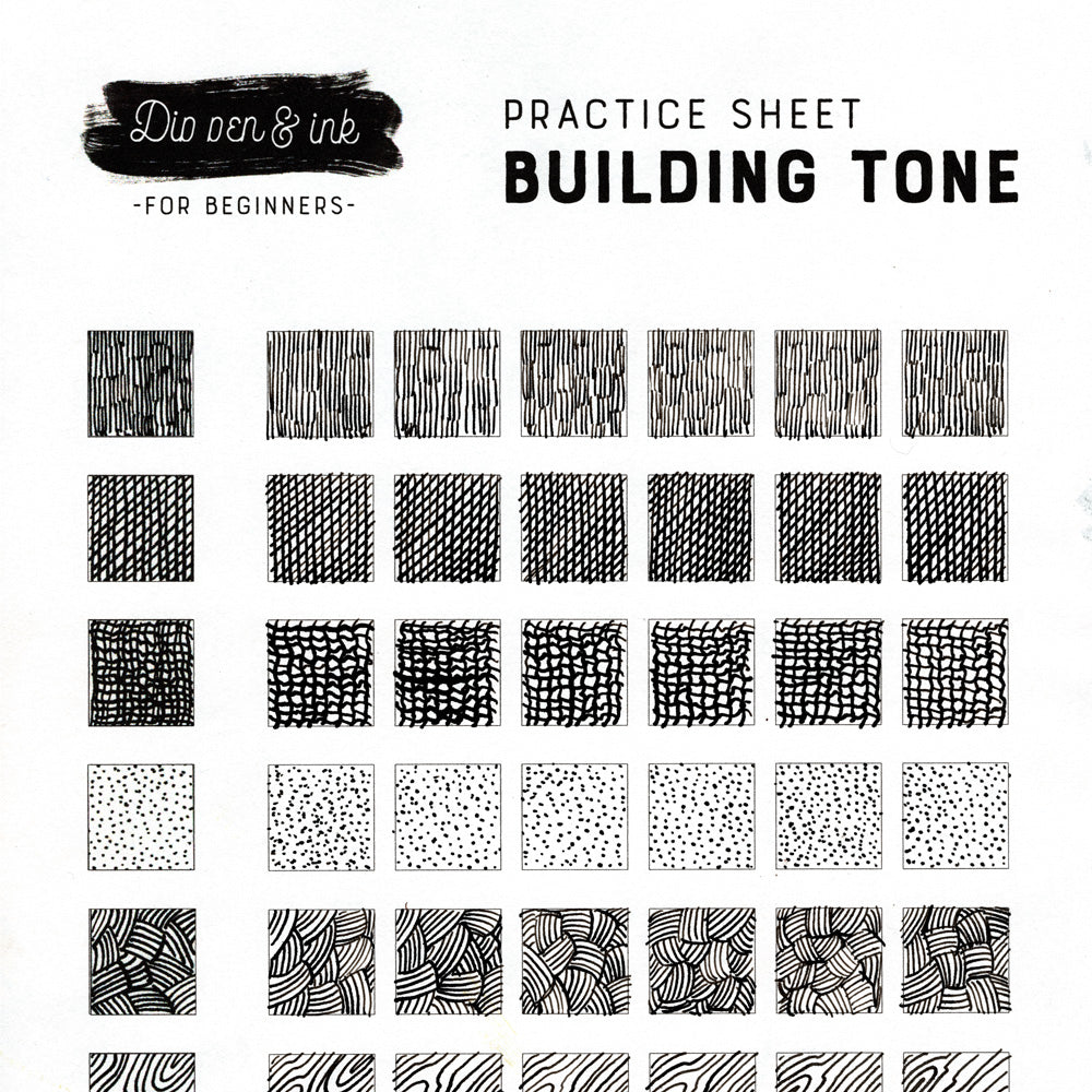 Practice Ink Drawing FREE DIp Pen and Ink Practice Sheets – Uinamo